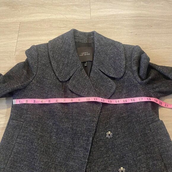 Robert Rodriguez women's grey collared button front cotton blend blazer - Picture 7 of 8